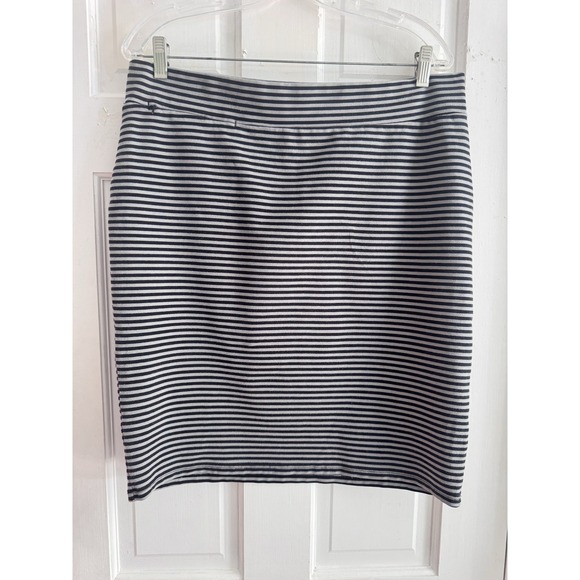 Toad&Co Skirt Womens Sz XL Black White Striped Knee Length Ponte Knit Stretch - Picture 1 of 8